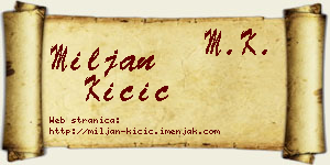 Miljan Kičić vizit kartica